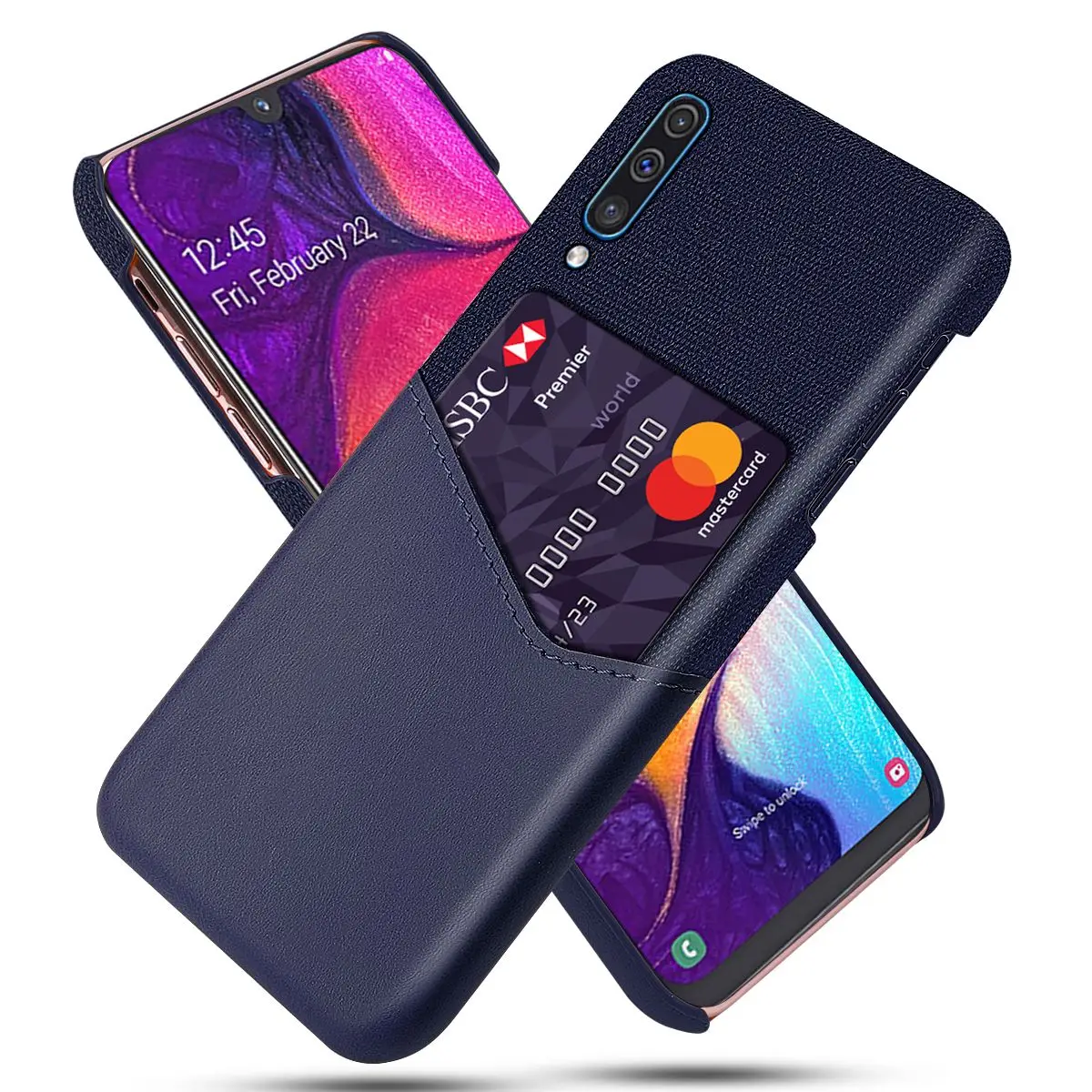 Для samsung Galaxy A60 A50 чехол из искусственной кожи с тканевым держателем для карт 2019