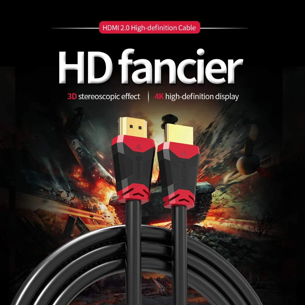 ORICO 4 K 3D الذهب مطلي HDMI كابل الفيديو كابل HDMI 1.4 HDMI 2.0 كابل ل HD TV كمبيوتر محمول LCD PS3 العارض