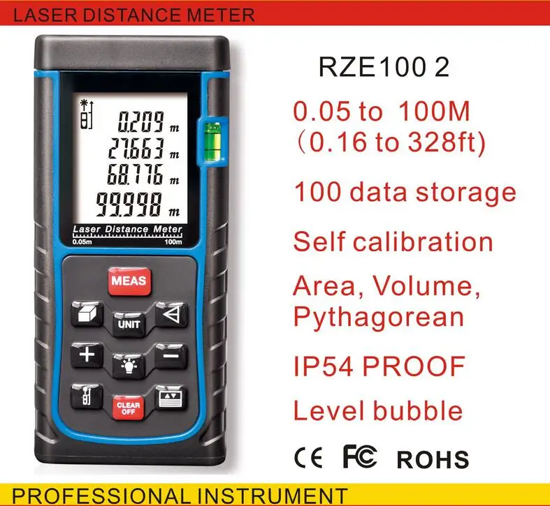 

Free Shipping SNDWAY E100M(328ft) E100 -5 Laser distance meter with bubble level Rangefinder Range finder Tape measure