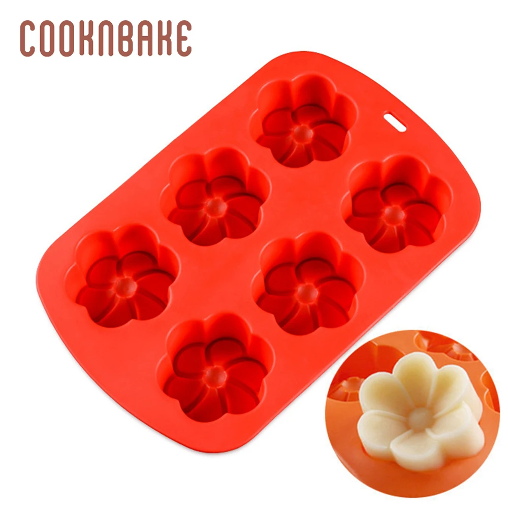 

COOKNBAKE silicone mold for cake candy flower shape chocolate Cake Pastry Baking Tool Jelly ice soap mould Cake Decorated 6 hole