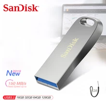 SanDisk ультра Luxe USB флэш-накопитель 16 ГБ 32 ГБ 64 Гб 128 ГБ USB 3,1 диск до 150 МБ/с. читать Скорость флэш-накопитель с вытяжным шнуром USB Стик