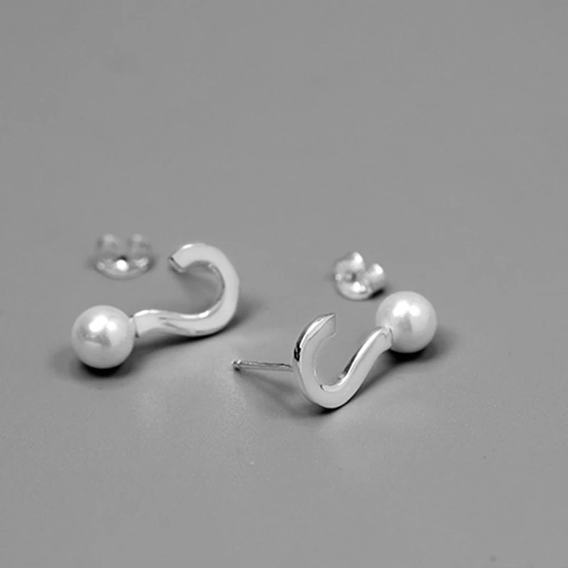 Lotus Fun Real 925 Sterling Silver Handmade Designer Fine Jewelry Cute Question Mark Design Drop Earrings for Women Brincos
