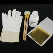 Наборы для золочения, включая 500 листов Тайваньского искусственного золотого листа, один флакон 100 мл золоченого клея и 2 золоченых кисти и перчатки