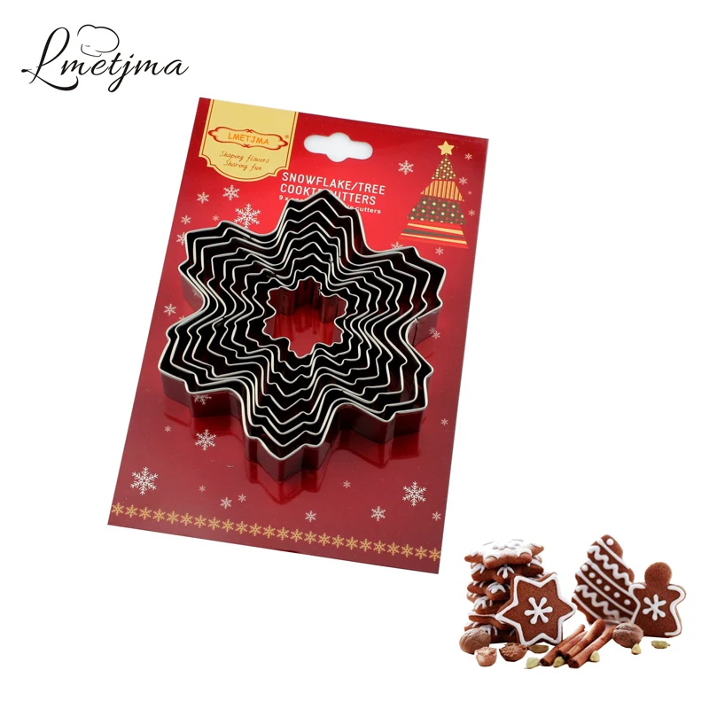 

LMETJMA 3D Christmas Cookie Cutter Set Snowman Christmas Tree Cookie Cutter Mold DIY Snowflake Biscuit Cutter Cake Tool KC1019-2
