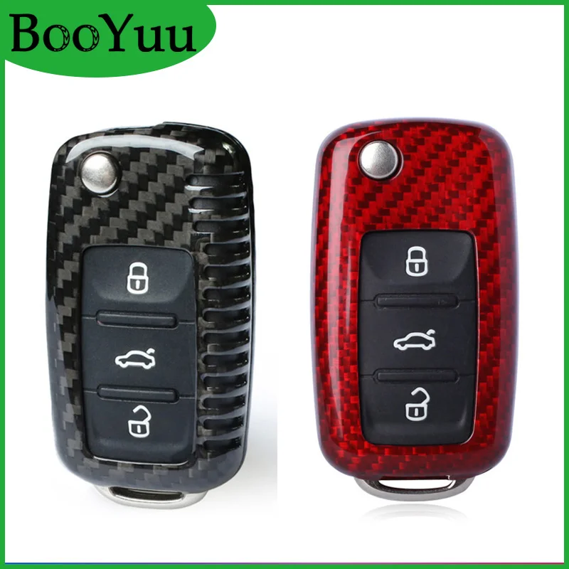BooYuu 100% Carbon Fiber CAR key Cover shell Case For Volkswagen TIGUAN T.ouareg BORA LAVIDA Sagitar J.etta Gran Lavida | Автомобили и
