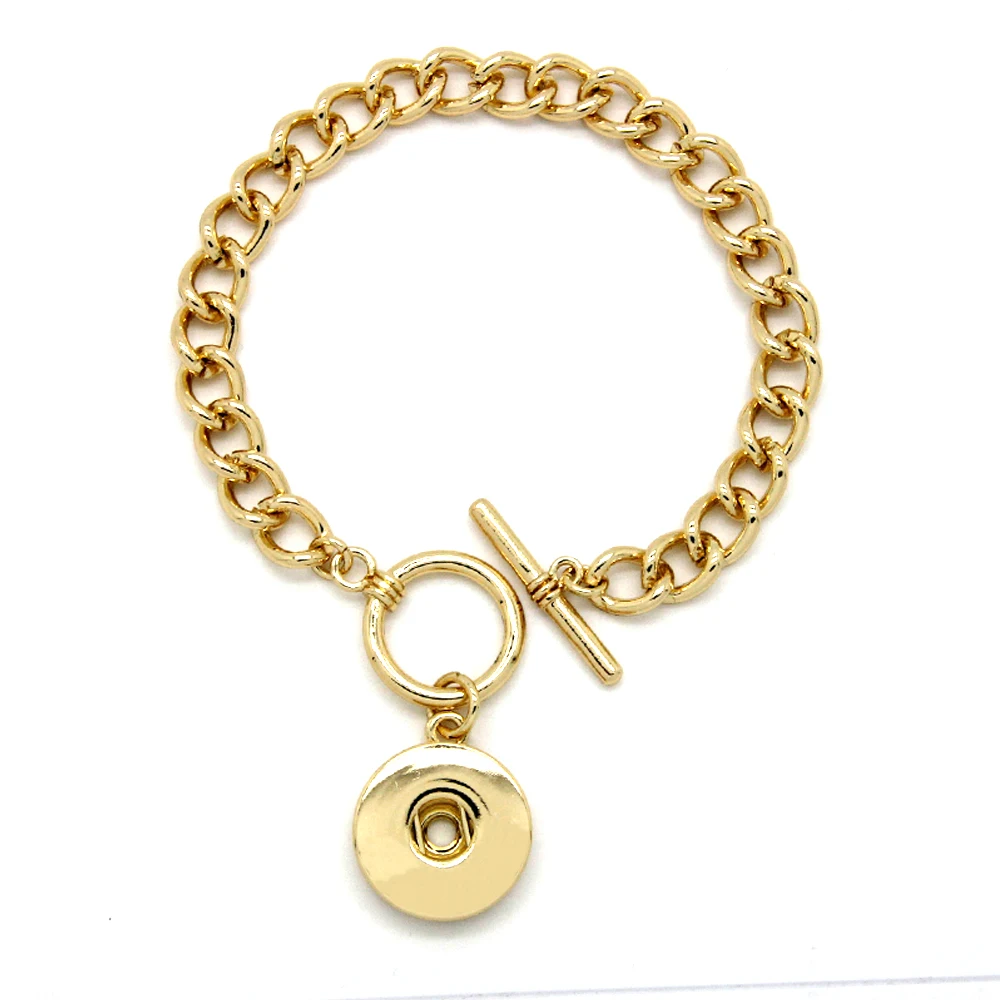 

Fashion Sweet Girl Women Lady Chain Bracelet with Round Pendant fit 20mm DIY Snap Buttons Jewelry Pendant Bracelet Pulseira