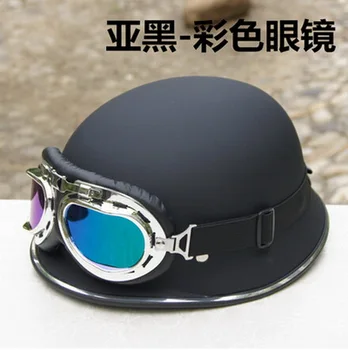 

2019 New Summer Cool AK Retro style motorcycle helmet summer half face electric bicycle motorbike helmets with goggles made ABS