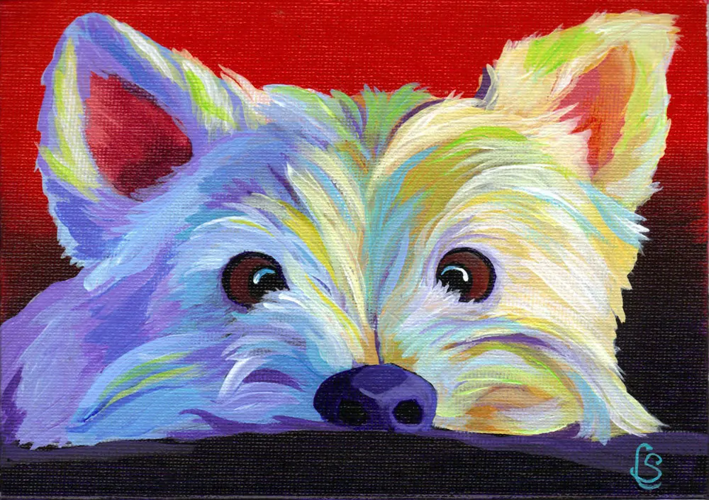 

Framed diy digital Oil Painting On Canvas Living Room Home Decor Wall Painting by numbers westie dog