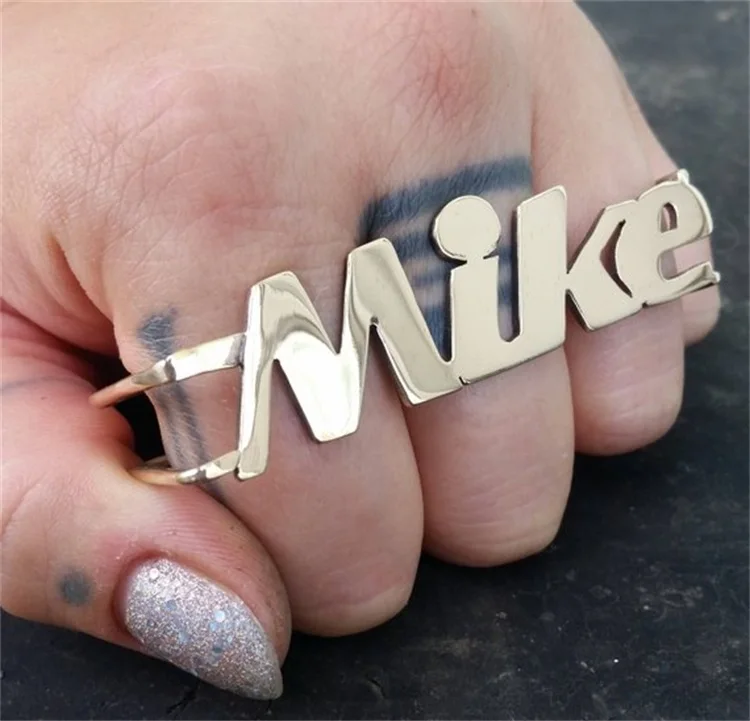 

Custom Nameplate Ring Knuckles Name Ring Nameplate Custom Alphabet Letter Jewelry Old English Name Custom Knuckles Finger Ring