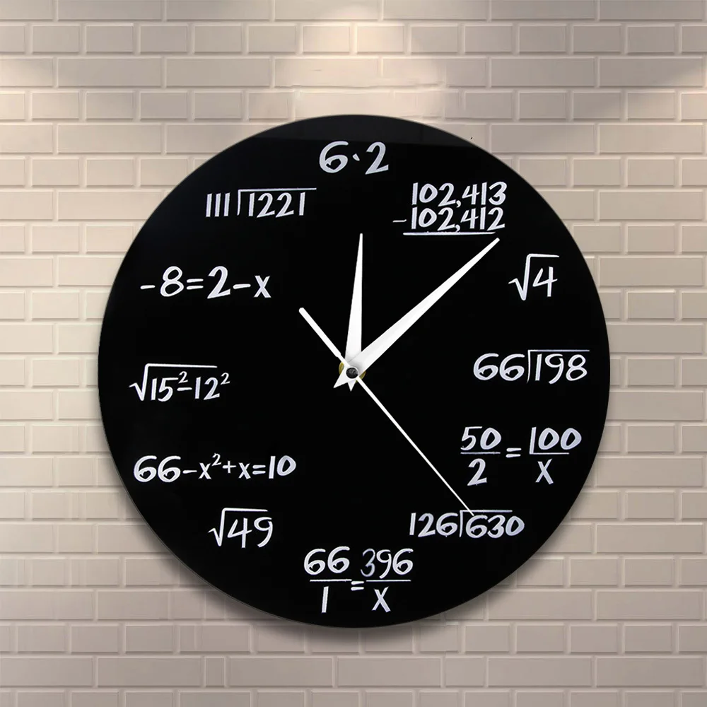 (2 sizes)1Piece Acrylic Wall Clock Maths Equation Modern