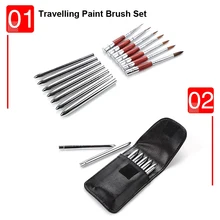 Набор кистей для рисования, 7 шт., акварельные кисти, набор акриловых кистей, нейлоновые кисти для волос, чехол для художественной школы