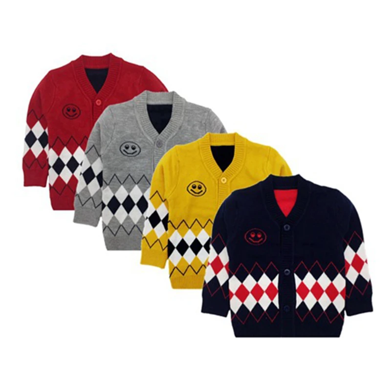 Casual Plaid Baby Boys Sweater Knitted Infant Baby Cardigan Sweater V-Neck Long Sleeve Sweater For Boys Autumn Baby Boy Clothing (8)