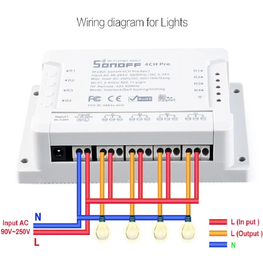 Sonoff 4CH PRO - 4 Channel WiFi Wireless Switch