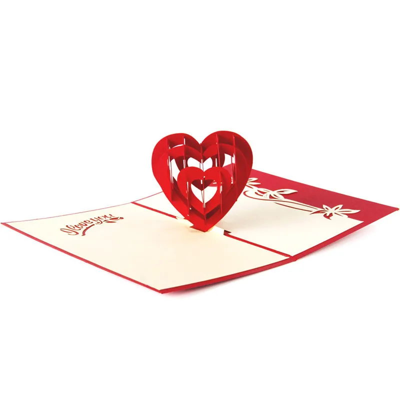  3D Pop Up Greeting Card Love Romantic Birthday Wedding Aniversary Valentine's Day Invitations Greet - 32957673564