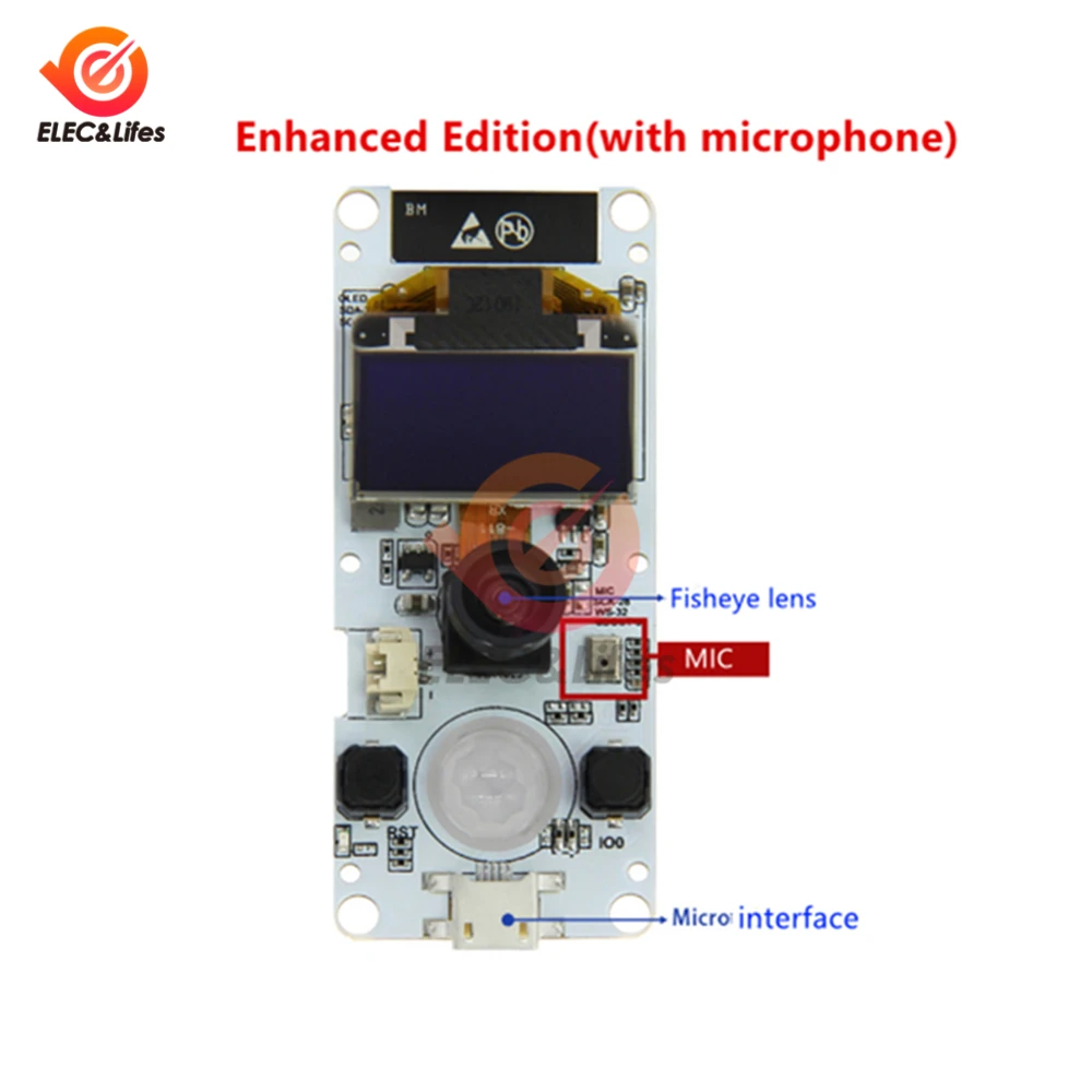 Для Arduino TTGO T-camera ESP32 WROVER+ 8M PSRAM 2MP OV2640 модуль камеры макетная плата ESP32-WROVER-B 0,96 ''oled-дисплей