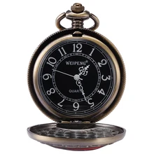Steampunk Death Skull Pirate Red Dragon Retro Pendant Pocket Watch Gift