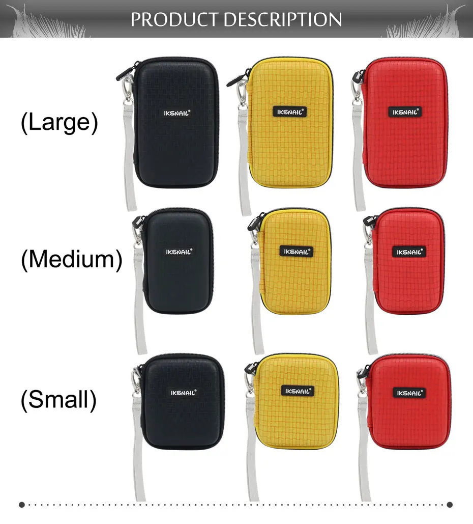 IKSNAIL Shockproof Hard Drive Carrying Earphone Case Pouch Bags For 3 Size Portable External HDD Power Bank Cable Accessories