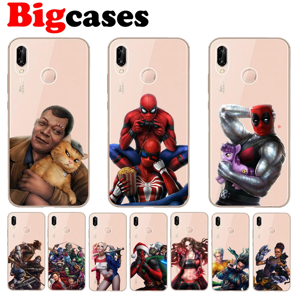 Мягкий чехол из ТПУ для Huawei P8 P9 Lite 2017 P10 Plus P20 Pro силиконовый телефона Deadpool Spiderman Venom |