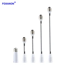 Foxanon, 6, 9, 15 20 30 35 60 см Длина E27 для E27 лампа удлинитель основания гибкий держатель-удлинитель конвертер разъема адаптера для светодиодных ламп
