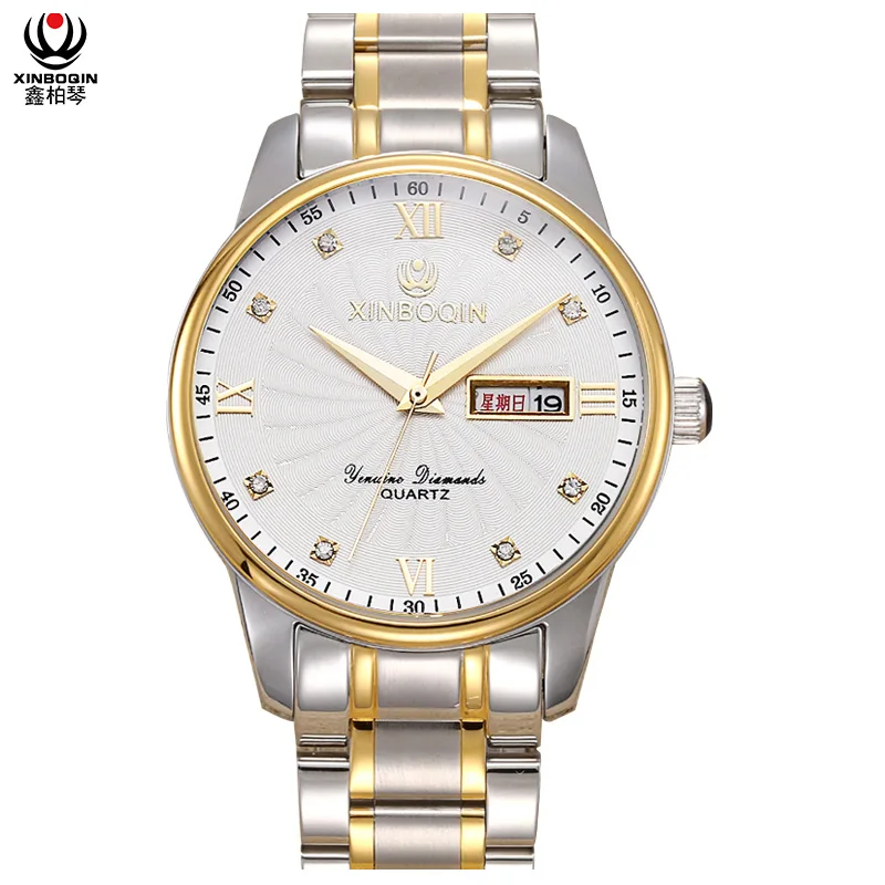 

2019 Brand Luxury XINBOQIN Men's Quartz Watch Simple Fashion Business Diamond Watches Waterproof Calendar Male Wristwatch Hombre