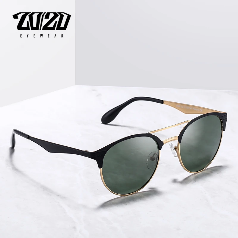

20/20 Brand New Double Bridge Unisex Sunglasses Men Polarized Driving for women Retro Metal Glasses Oculos 17006