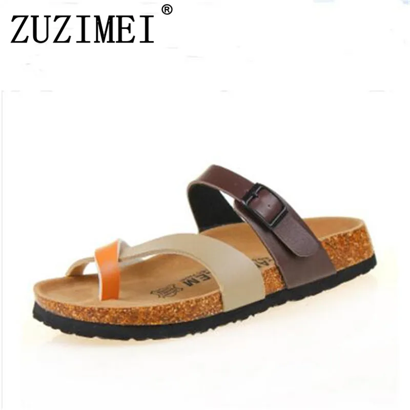 

2018 New Summer style Beach Cork Slipper Flip Flops Sandals Women Mixed Color Casual Slides Shoes Flat with Plus Size 35-45