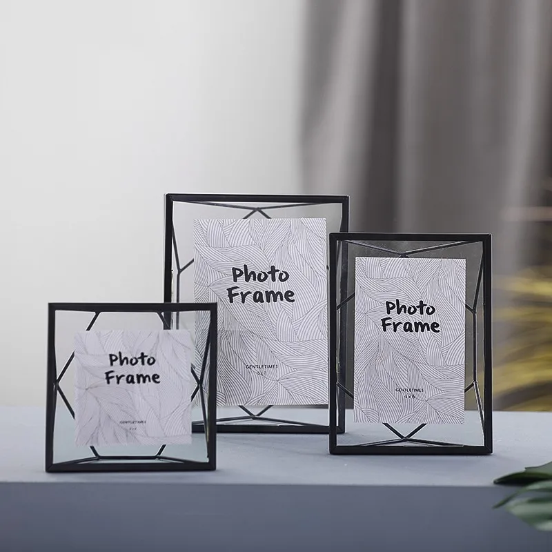 

Creative ins Iron Picture Frame Desktop Nordic Arrangements Metal Glass Iron Photo Frame Home Decor WZJ048