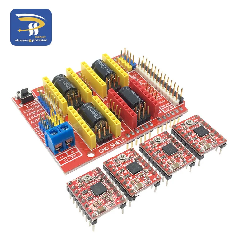 CNC щит V3 гравировальный станок 3D Printe+ 4 шт. A4988/DRV8825/AT2100 Плата расширения драйвера для Arduino UNO R3