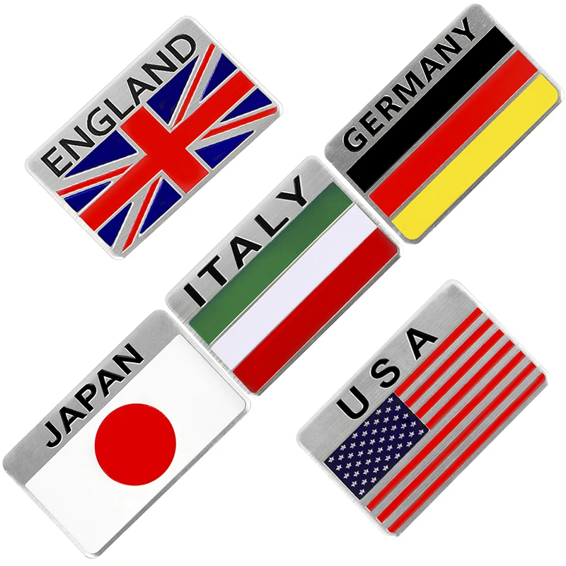 

Auto Alloy Metal 3D Emblem Badge Racing Sports Decals Sticker for Russia Italy Japan Sweden Spain England German France USA Flag