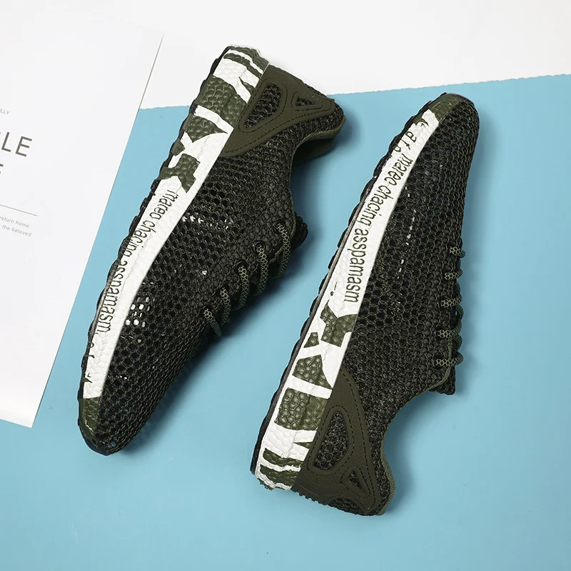 POSTOBON Fashion Air Mesh Men Shoes Non Slip Rubber Sole Man Shoes 2019 Summer Male Black Shoes Slip on Sneakers