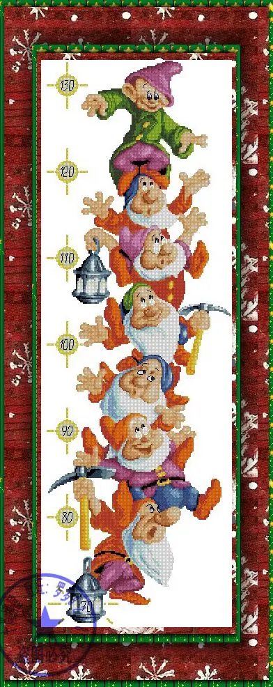 CS-1911 Cross Stitch Kit Height Chart Measure Seven Dwarfs Dwarf My Rain