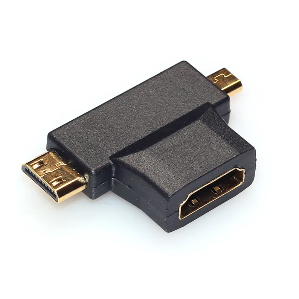 

3 in 1 HDMI Female to Mini HDMI Male + Micro HDMI Male Adapter Connector Drop Shipping l1108#2