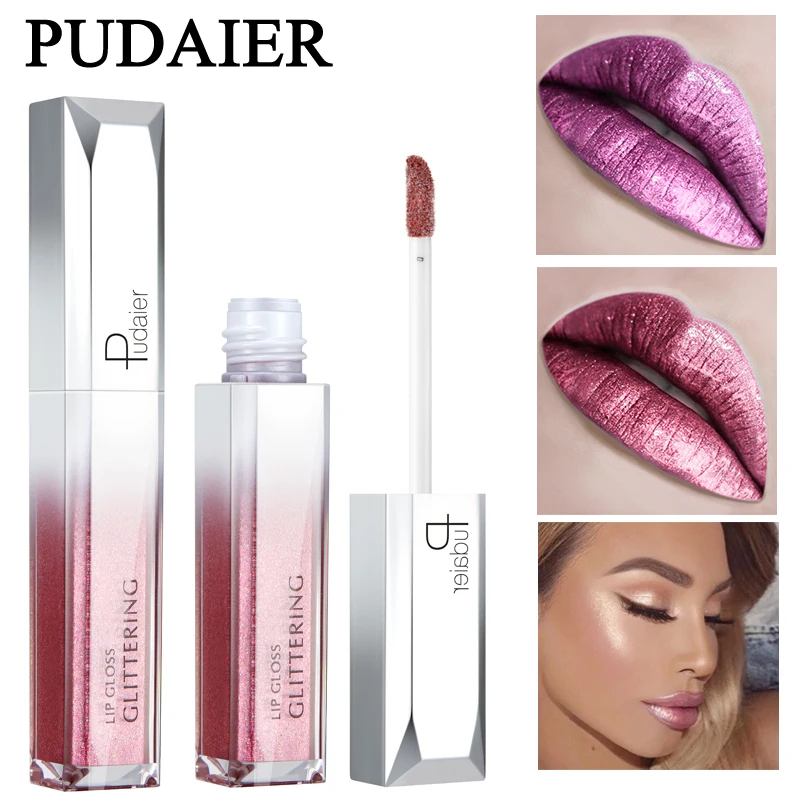 

Pudaier Waterproof Lipstick Liquid Lipgloss Shimmer Pigment Tint Lip Tattoo Starry Shining Glitter Lip Gloss Makeup Maquillage