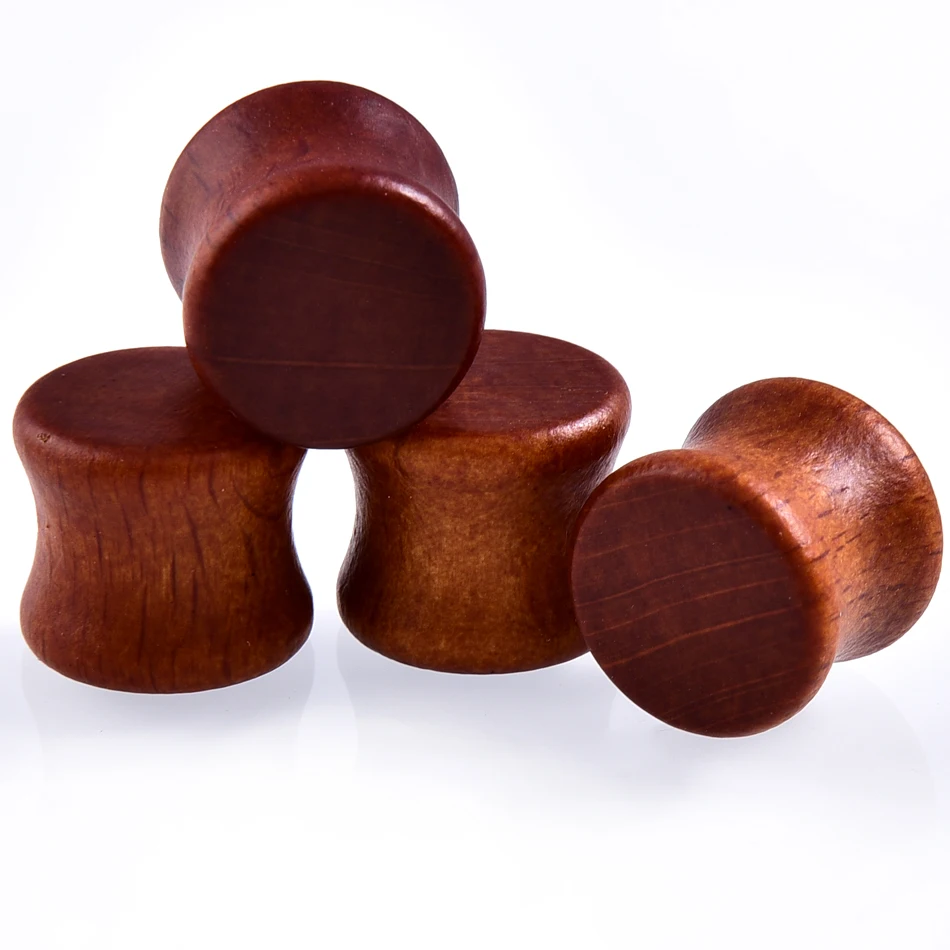 מוצר 2pcs Wood Plugs and Tunnels Ear Expander Plug Natural Wooden