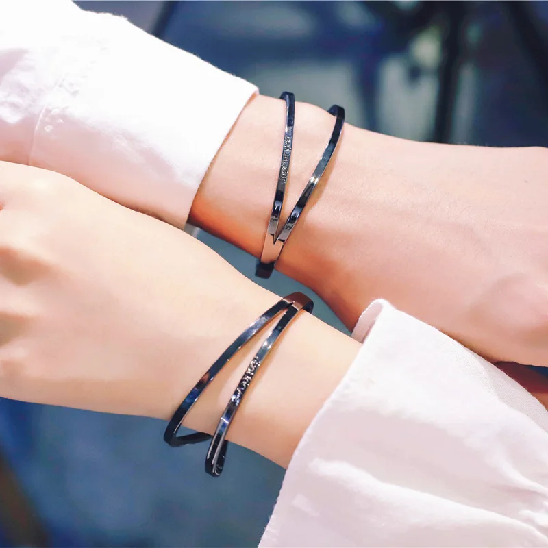 Модные OL модные браслеты для женщин и мужчин Уникальный браслет для влюбленных изысканный винтажный браслет аксессуары браслет розовое золото черный