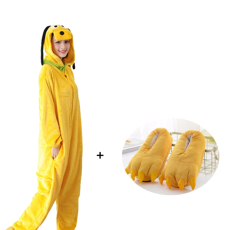 

Kigurumi Animal Pajamas Goofy Dog Adult Onesie Slippers For Women Bodysuit Cosplay Costume Unisex Sleepwear Halloween Pyjamas