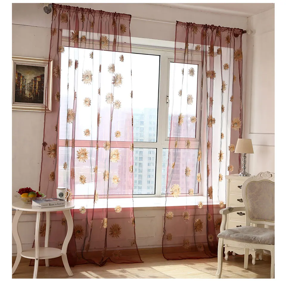 Отвесные занавески с цветочным принтом для гостиной, кухни, тюль, отвесная панель, занавески на окно, вуаль, занавески для спальни