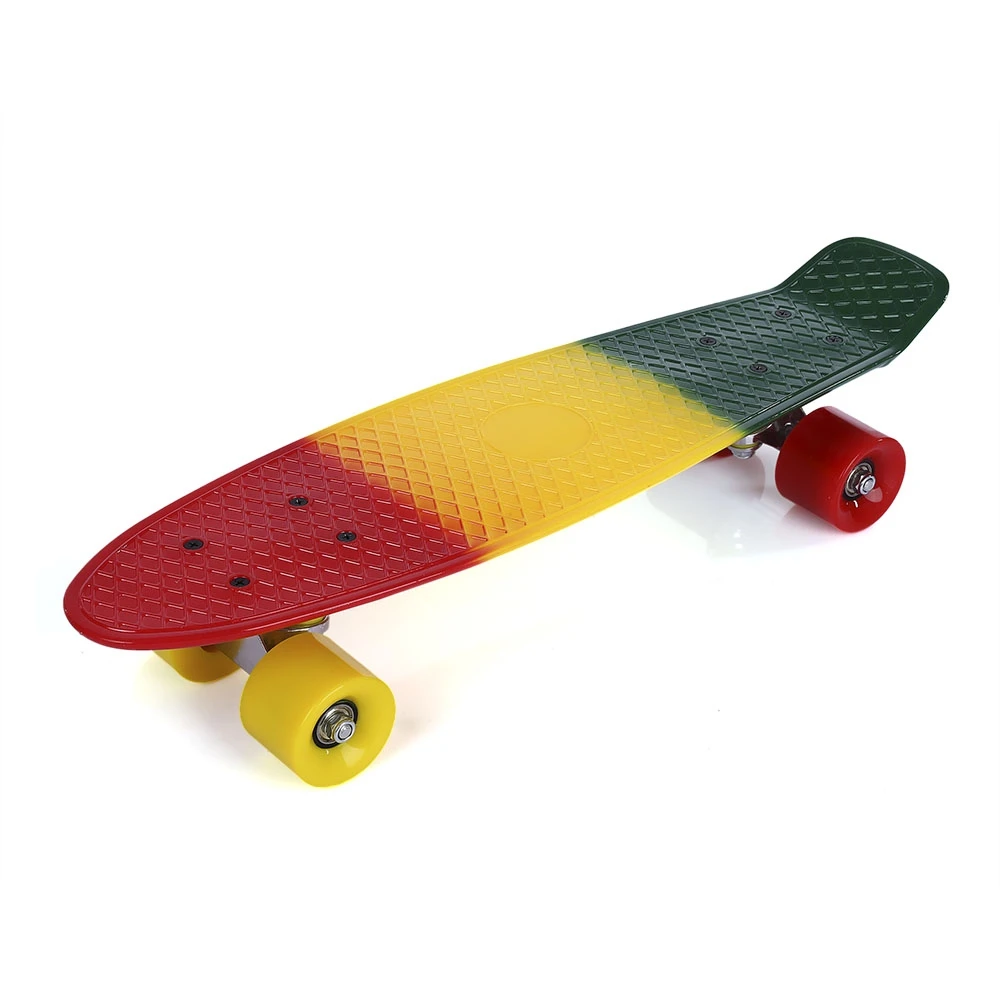 RED GREEN YELLOW 22 дюймовый цветной четырёхколёсный вагончик с Street рыбы длинный скейтборд Пластик 100 кг нагрузки скейтборды WIT с колесами(уе) поступивший в 3 цвета - Цвет: RED GREEN YELLOW