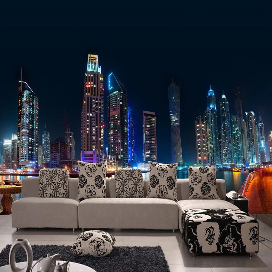 

Custom 3D Photo Wallpaper Modern Minimalist City Night Landscape Living Room Sofa TV Backdrop Decorative Wallpaper For Walls 3D