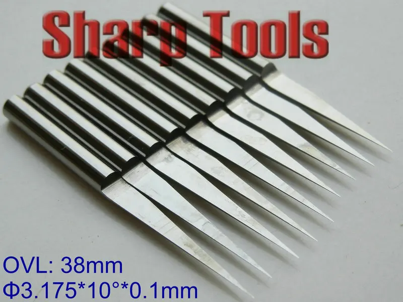 

10 Angle 0.1MM Tungsten Carbide Router Bits Set PCB CNC Engraving Tools for Acrylics MDF Wood, HIGH Precision V Cutter Bit