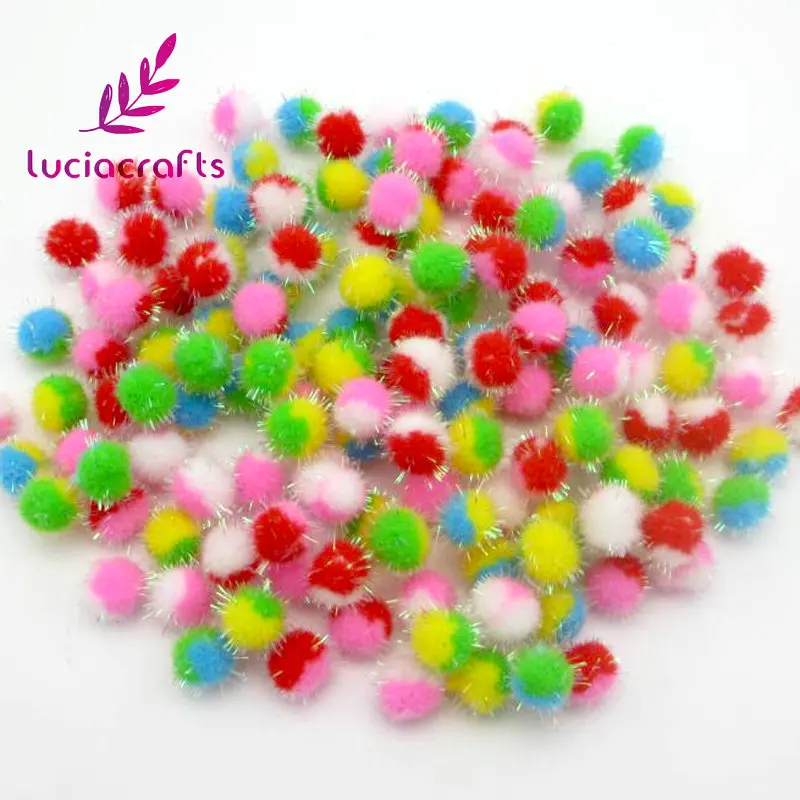 

Lucia crafts 100pcs/lot 15mm Random Color Pompom Fur Craft DIY Soft Pom Poms Christmas Decoration Accessories J0605