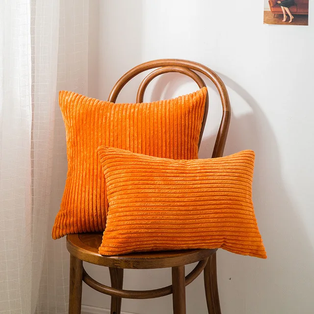 Скандинавские декоративные подушки супер-Мягкая Наволочка домашний декор полосатый бархатный, вельветовый декоративная подушка для кровати диван 45 см 50 см - Цвет: Orange