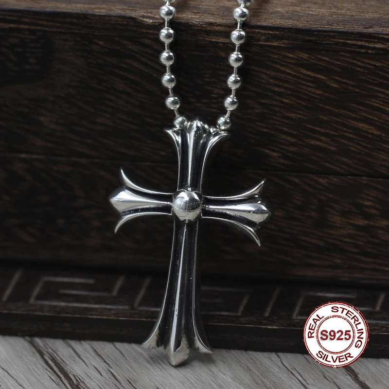 S925 Sterling Silver Men s Pendant Cross Pendant font b Jewelry b font tag Personality classics