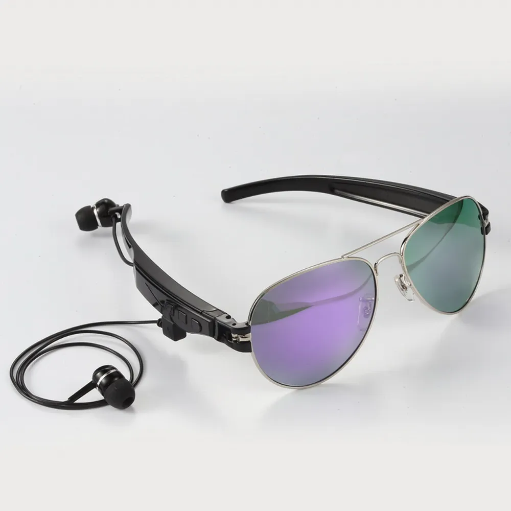 Модные солнцезащитные очки с Беспроводной Bluetooth наушники спортивные наушники Солнцезащитные очки для верховой езды очки Handsfree для Blackview A60 A20 A30 - Цвет: Purple