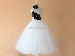 Платье с цветочным узором для девочек chiffton цветы платье-пачка белый черный для малышей на день рождения торжественное платье