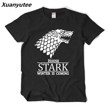 

Xuanyutee Mens T shirts Print Game of Thrones House Stark Winter Is Coming Cotton O-neck Short Sleeve Tee Shirt Homme Casual Fit