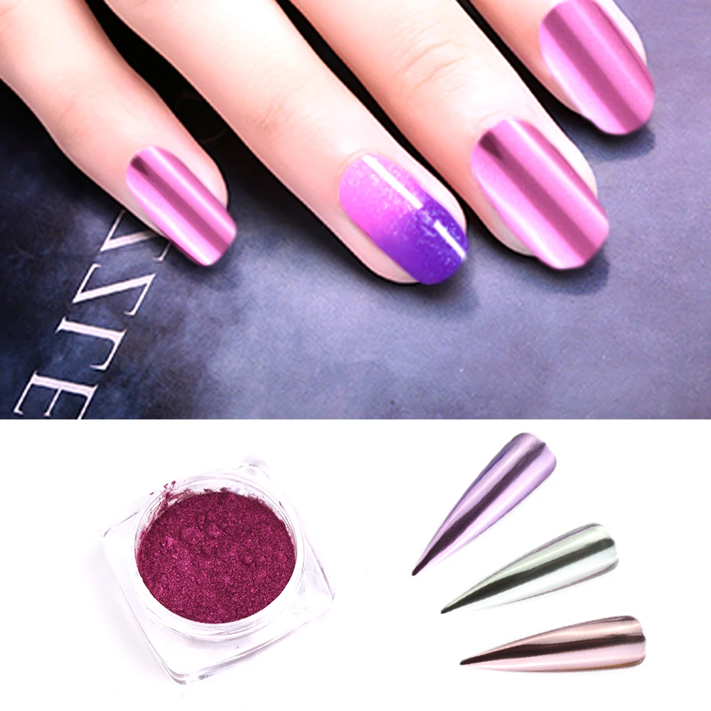 

Rose Gold Mirror Nail Powde Glitter Silver DIY Pearl Shell Metallic Color Holographic Powder Nail Art Chrome Dust Decoration