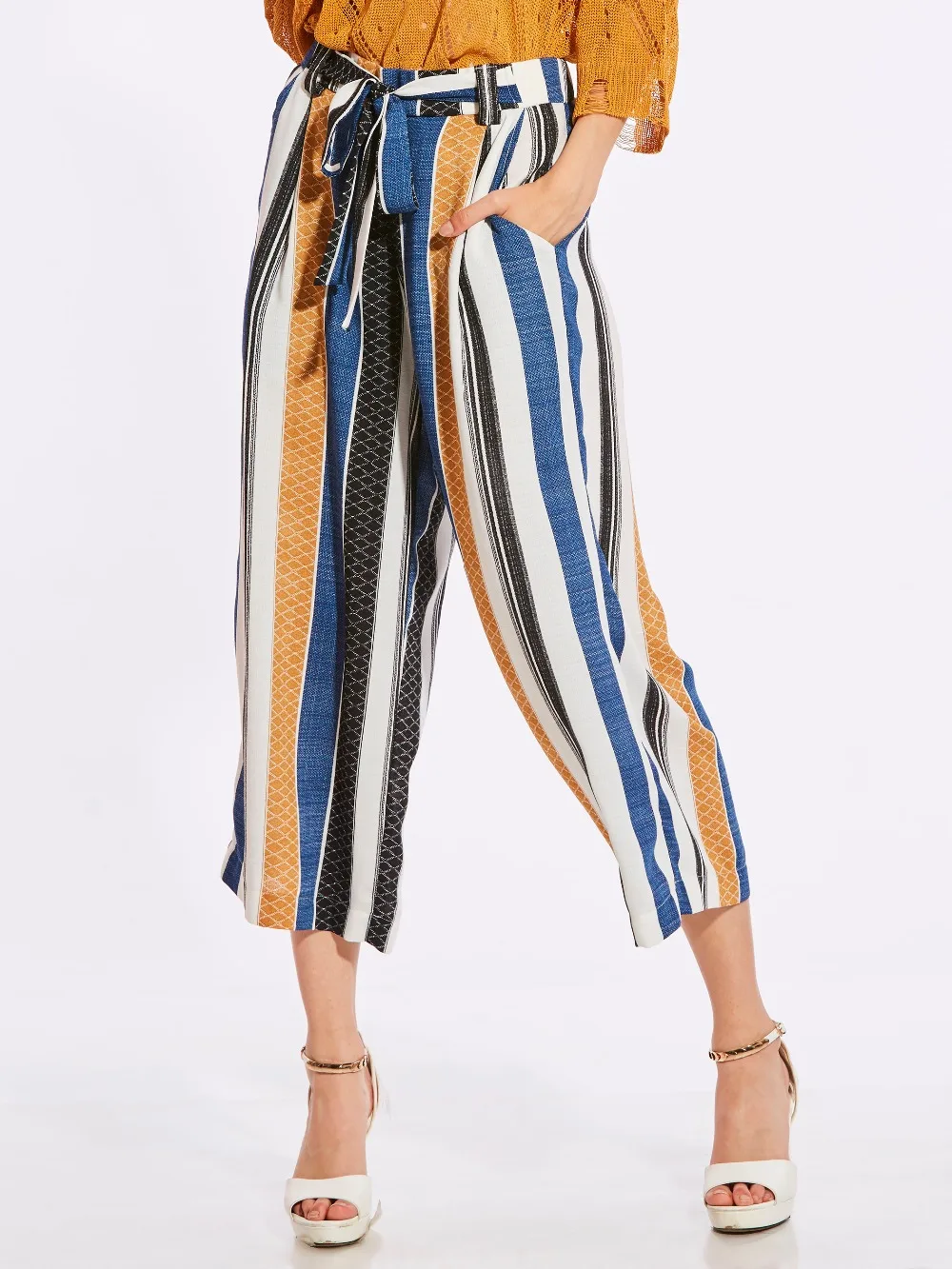 2018 Loose Trousers Women Trousers Elegant Brand lace up bow Womens