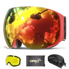 COPOZZ Magnetic Ski Goggles with Quick-change Lens and Case Set 100% UV400 Protection Anti-fog Snowboard Goggles for Men & Women