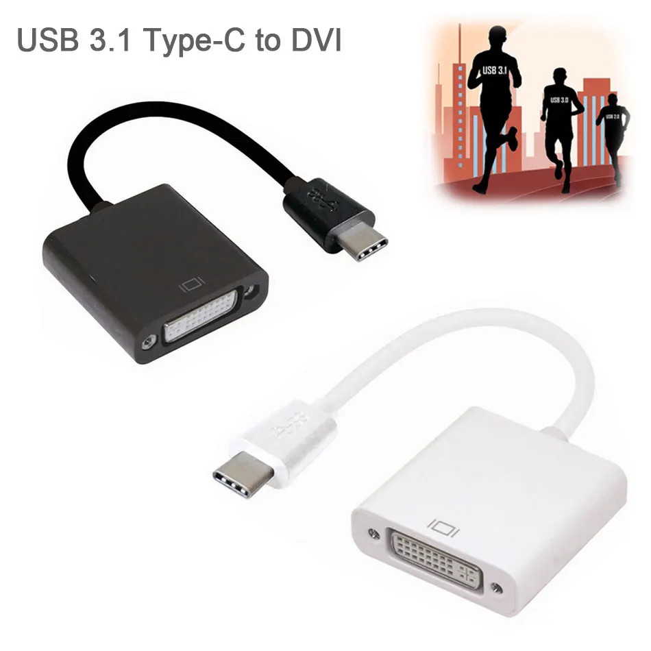 

New Arrival USB-C USB 3.1 Type C Male to DVI Female 1080P Display Monitor Adapter Convertor Connector Cable for 2015 Macbook